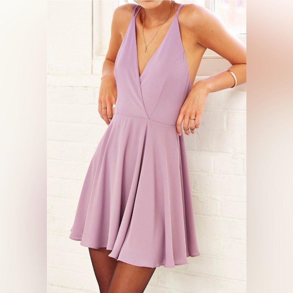 NWOT Balletcore Open-back Lavender Wrap Mini Dress Size XS Urban Outfitters